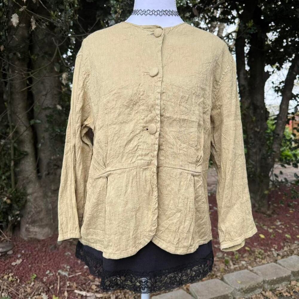 Yellow silk button up blouse